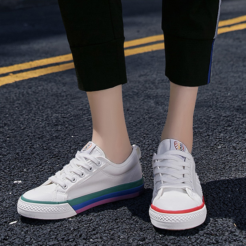 fashion casual korean style mixed color canvas shoes sneakers