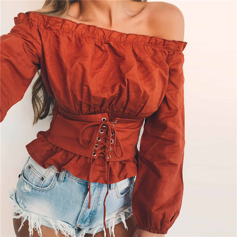 Off-Shoulder Waist Strap With Long-Sleeved T-Shirt2