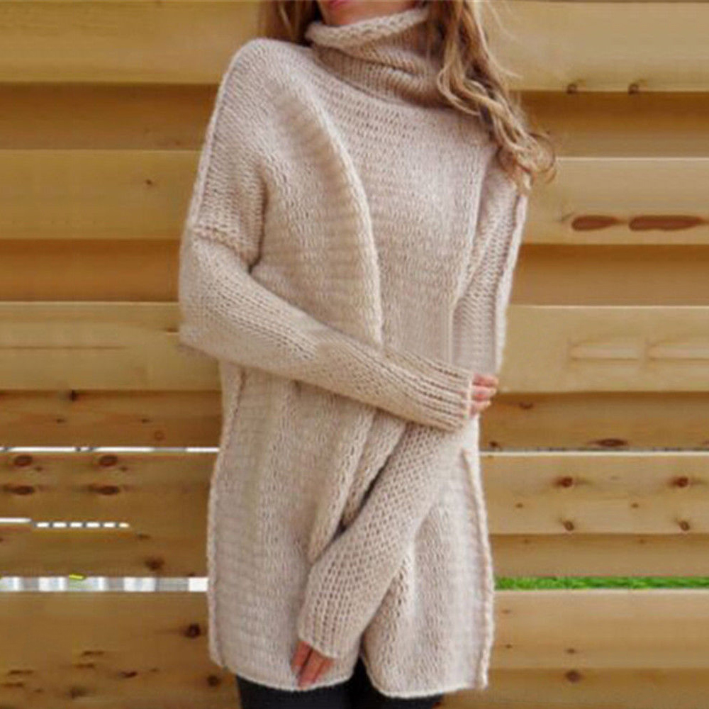 Long Sleeve Large Size Turtleneck Sweater1