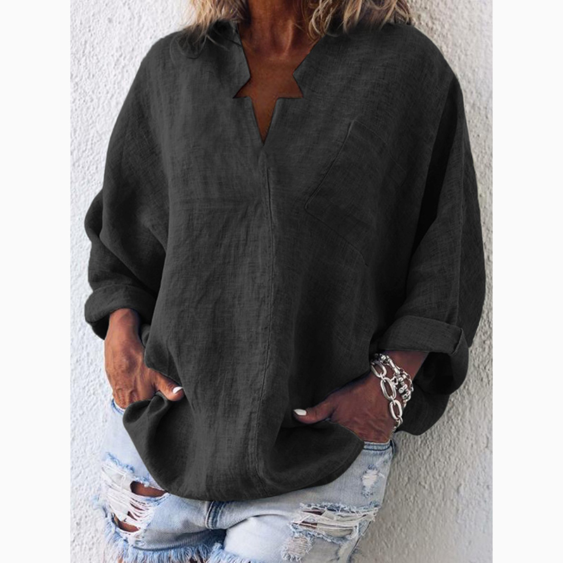 Women’s Pure Color Loose Long-Sleeved Casual Shirt