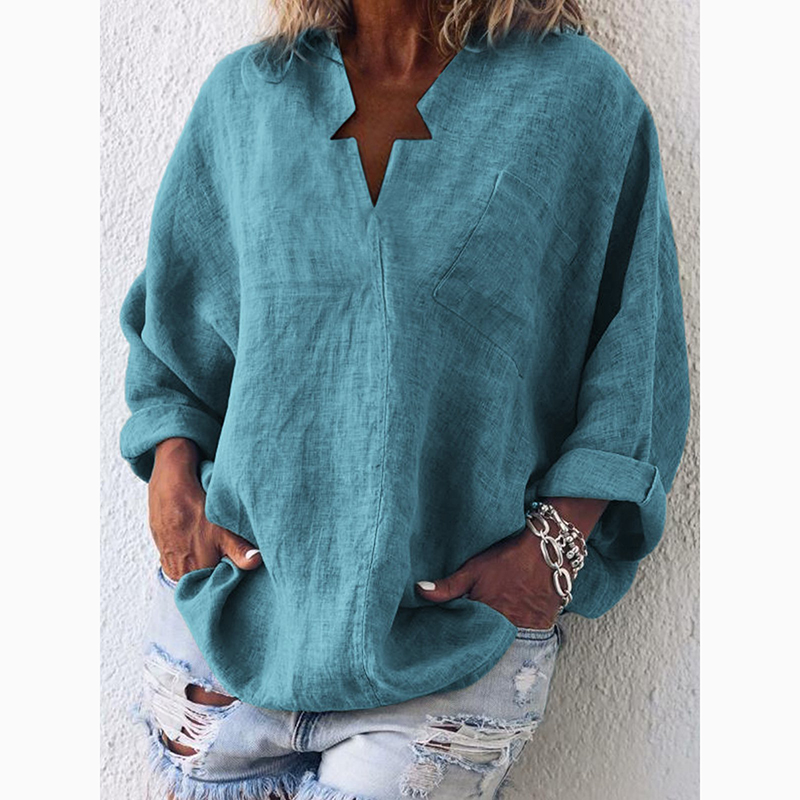 Women’s Pure Color Loose Long-Sleeved Casual Shirt2
