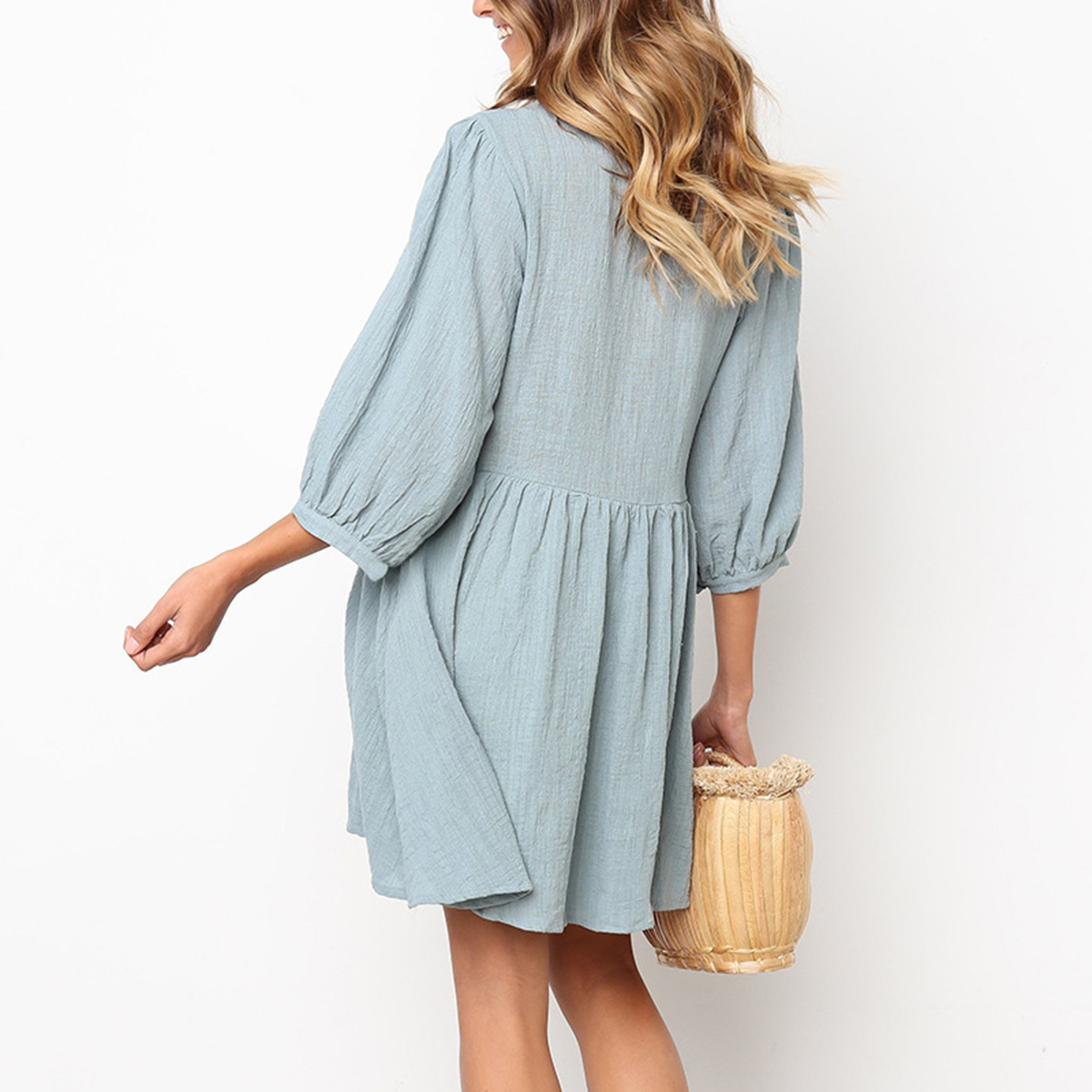 Half Sleeve A-Line Casual Slim Fit Mini Dress – chastett